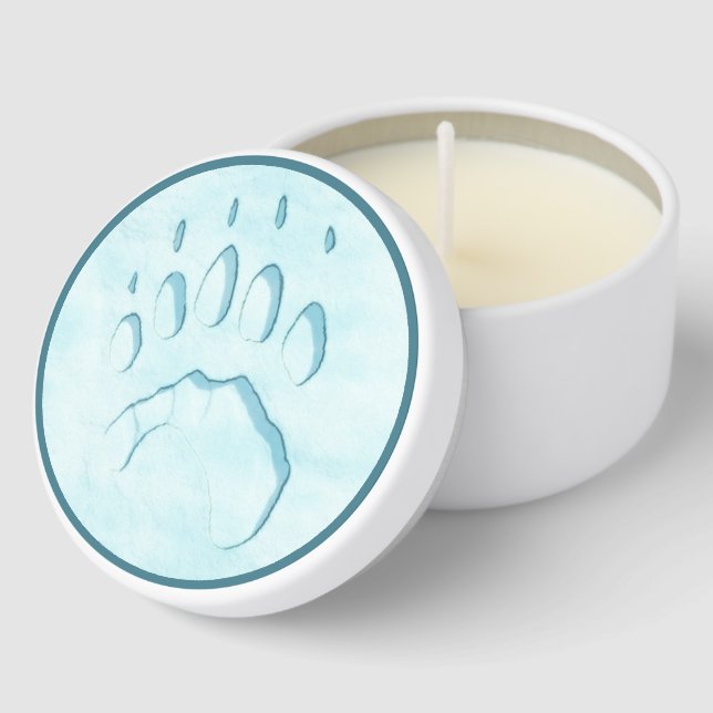 Polar Bear Paw Print Mini Candle Favors (Corner)