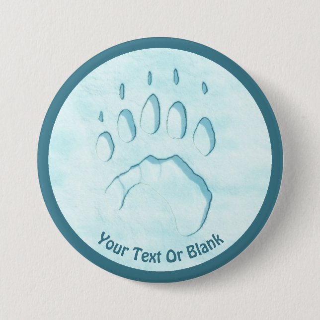 Polar Bear Paw Print Pinback Button (Front)