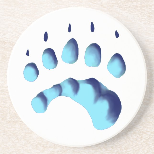Polar Bear Paw Print Sandstone Coaster (Front)