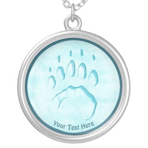 Polar Bear Paw Print Silver Plated Necklace