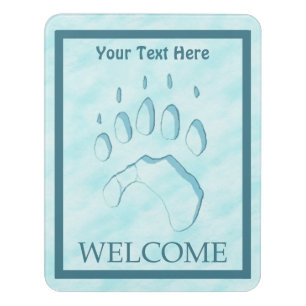 Polar Bear Paw Print - Welcome Door Sign