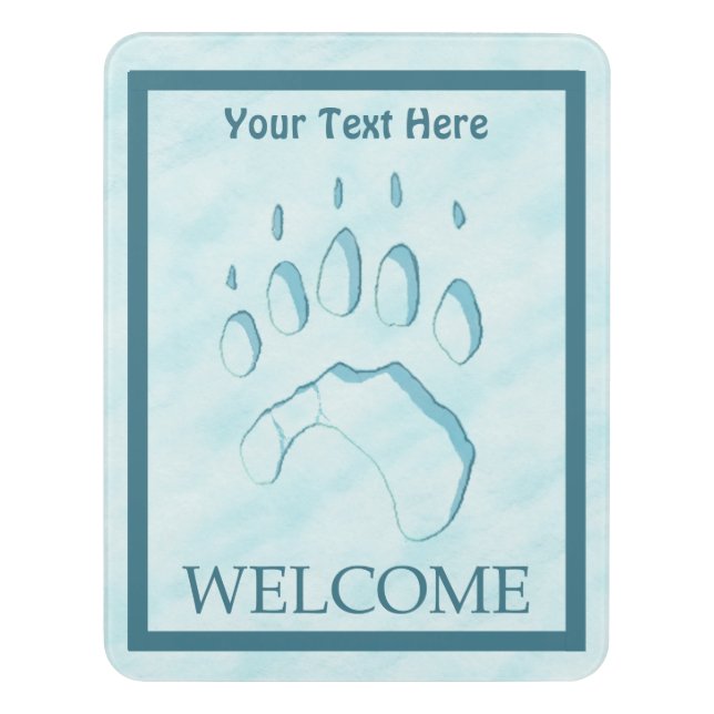 Polar Bear Paw Print  - Welcome Door Sign (Contemporary Vert)