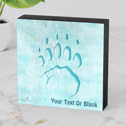 Polar Bear Paw Print Wooden Box Sign