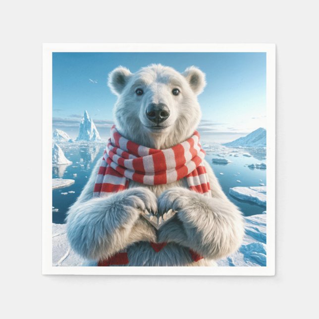 Polar Bear Paws Forming a Heart Napkins (Front)