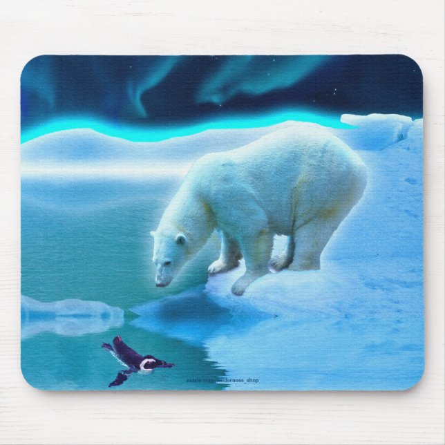 Polar Bear & Penguin Arctic Wildlife Art Mousepad (Front)