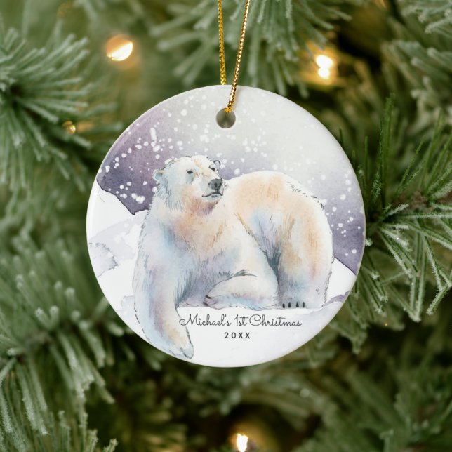 Polar Bear Personalized Christmas Ornament (Tree)