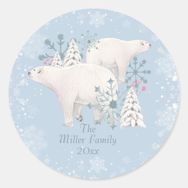 Polar Bear Personalized  Classic Round Sticker (Front)