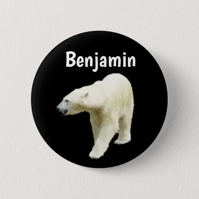 Polar Bear Personalized Name Button (Front)