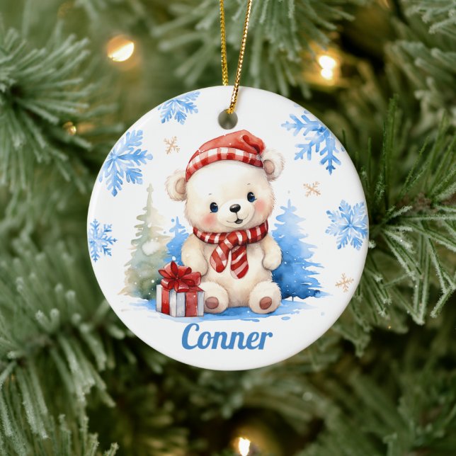 Polar Bear Personalized Tree Ornament (Tree)