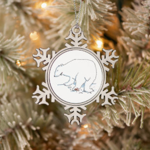 Polar Bear pewter snowflake ornament