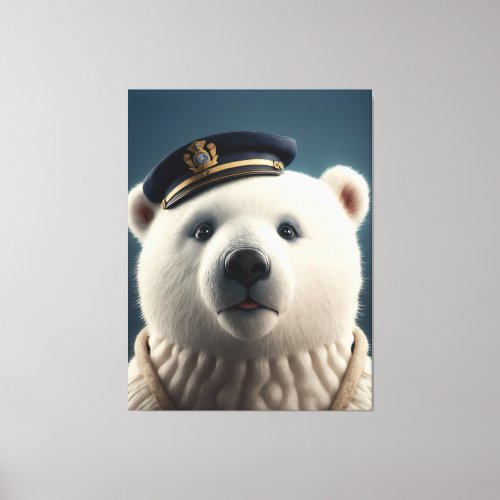 Polar Bear Pilot Captain Canvas Print