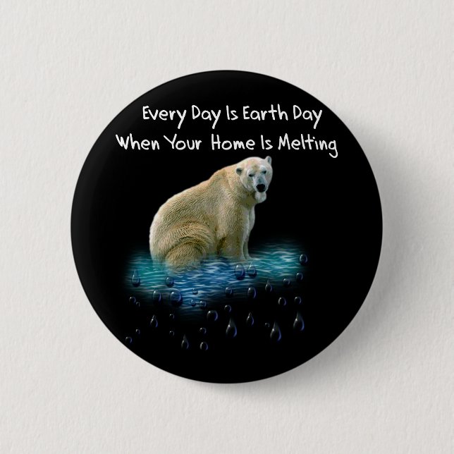 Polar Bear Pinback Button (Front)