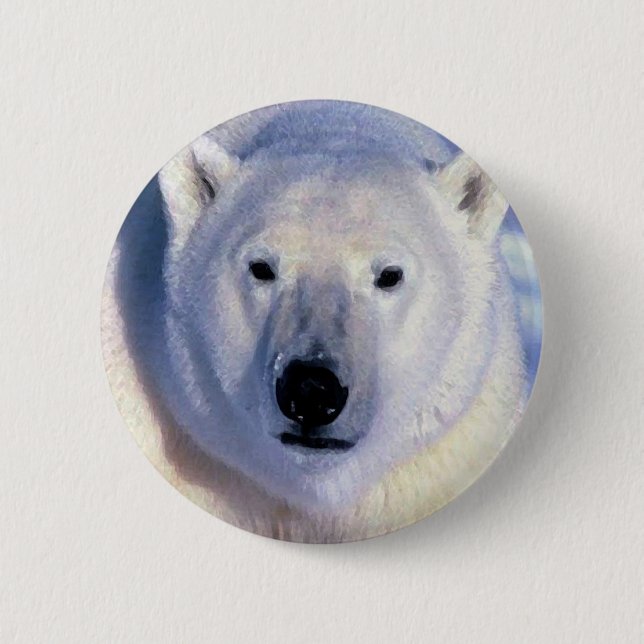 Polar Bear Pinback Button (Front)