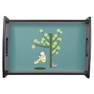 polar bear play a swing serving tray