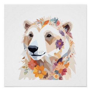 Polar Bear Playful Adorable Fun Animal Colorful Poster
