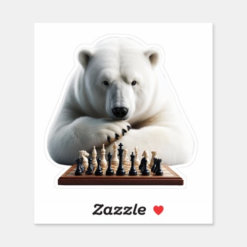 Polar bear playing chess sticker