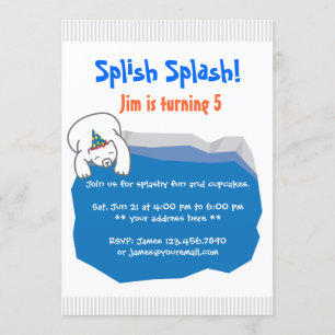 Polar Bear Pool Birthday Party Invitation