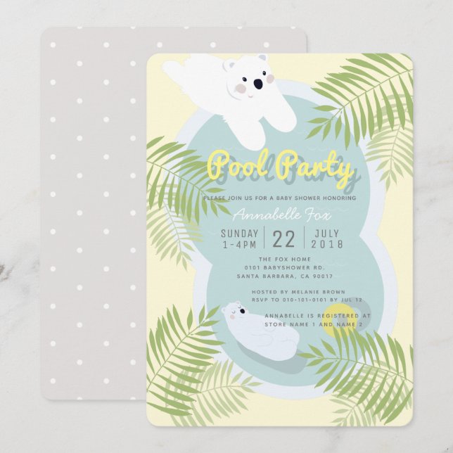Polar Bear Pool Party Baby Shower Invitation (Front/Back)