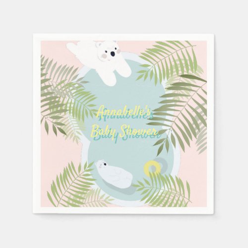 Polar Bear Pool Party Baby Shower Paper Napkins