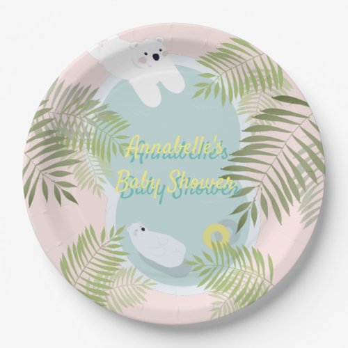 Polar Bear Pool Party Baby Shower Paper Plate