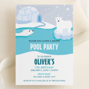 Polar Bear Pool Party Birthday Invitation