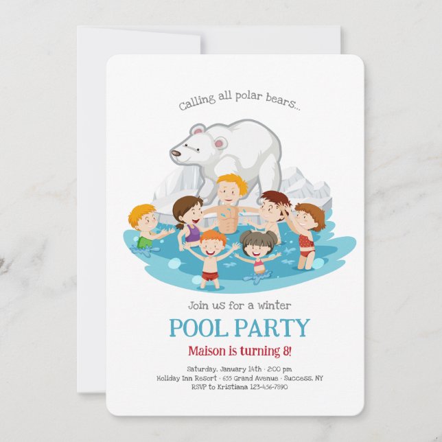 Polar Bear Pool Party Invitation (Front)