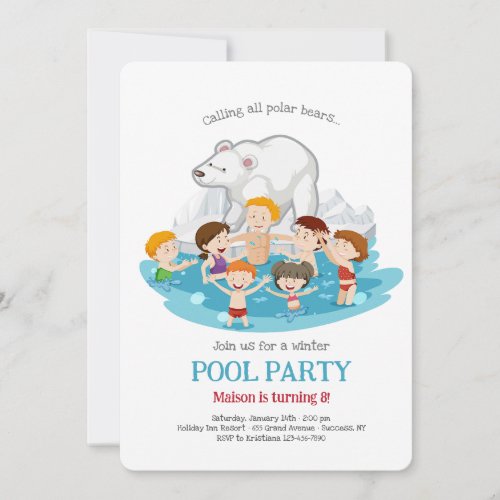 Polar Bear Pool Party Invitation