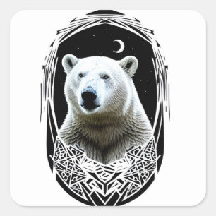 Polar bear portrait square sticker