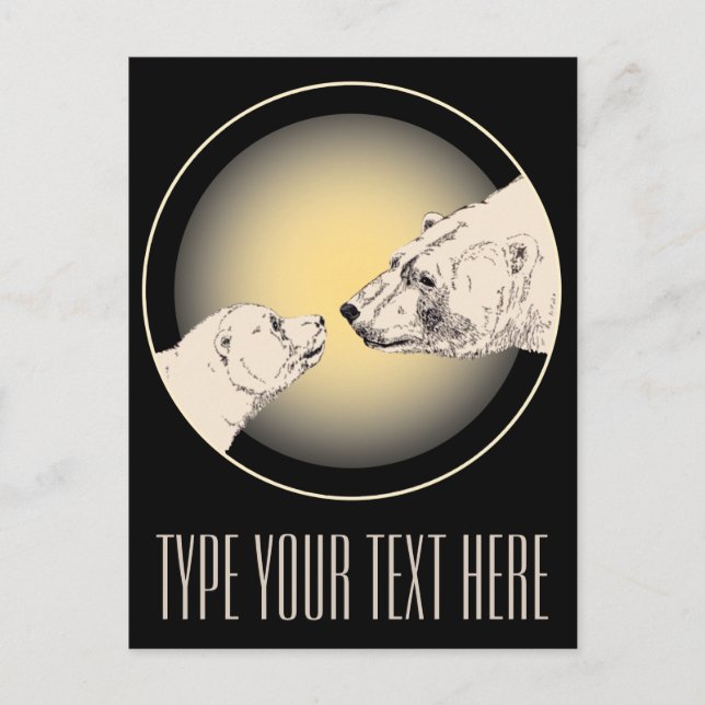 Polar Bear Postcard Mother & Cub Bear Postcards (Front)