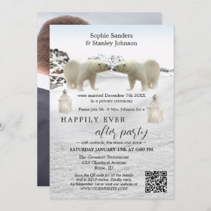 Polar Bear QR Code Photo After Wedding Invitation