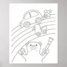 Polar Bear Rainbow Downloadable Coloring Page