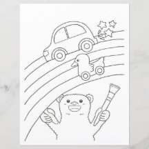Polar Bear Rainbow Kids Coloring Page Paper Sheet