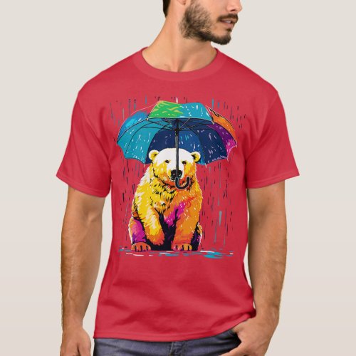 Polar Bear Rainy Day With Umbrella T_Shirt