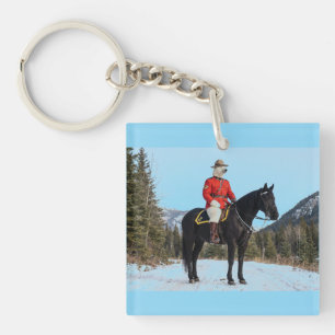 Polar Bear RCMP Corporal On Horseback Keychain