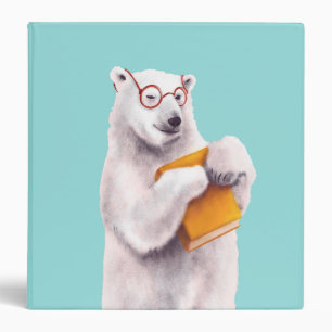 Polar Bear Reading Art – Book Lover 3 Ring Binder