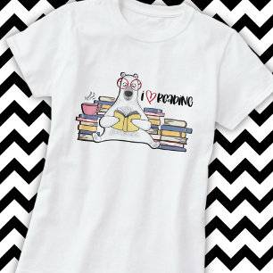 Polar Bear Reading Book T-Shirt