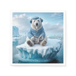 Polar Bear Reading The Newspaper Napkins