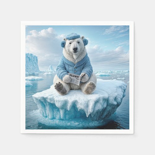 Polar Bear Reading The Newspaper Napkins