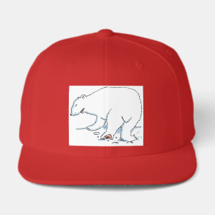 Polar Bear red 6 panel snapback cap