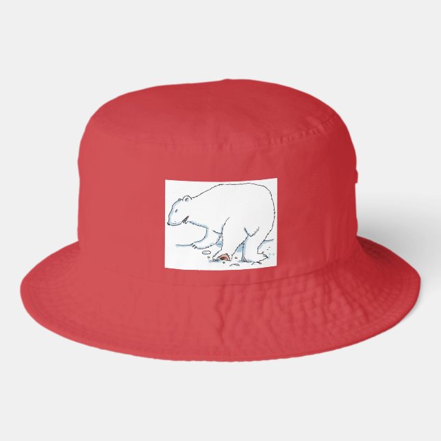 Polar Bear red bucket hat (Front)