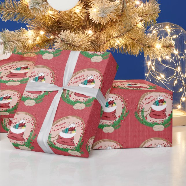Polar Bear Red Holiday Wrapping Paper (Holidays)