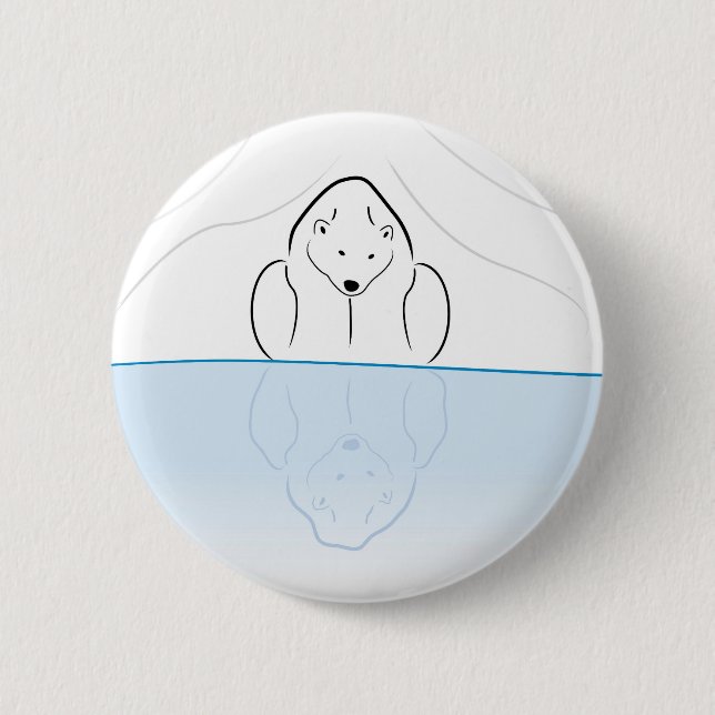Polar bear Reflection on global warming Pinback Button (Front)