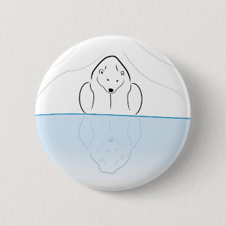 Polar bear Reflection on global warming Pinback Button