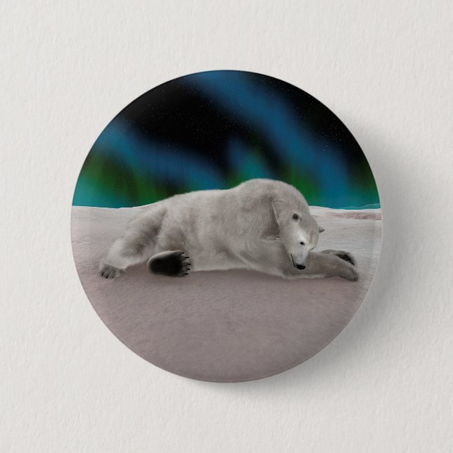 Polar Bear Resting Pinback Button (Front)