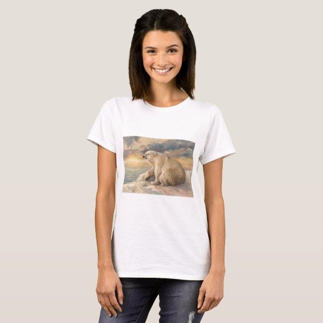 Polar Bear Rests On The Ice - Arctic Alaska T-Shirt (Front Full)