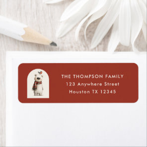 Polar Bear Robin Christmas Return Address Label