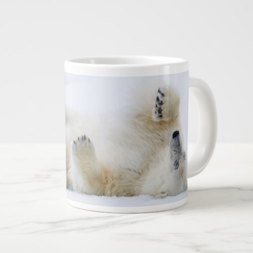 Polar bear rolling in snow Norway Large Coffee Mug