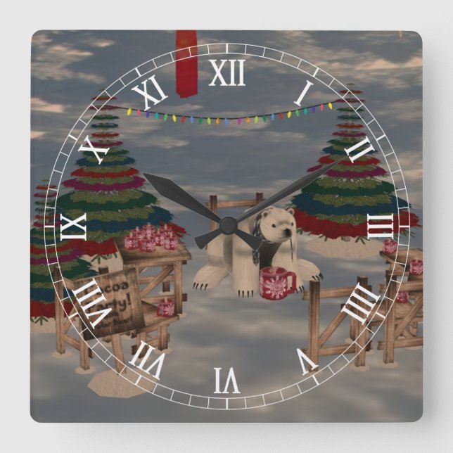 Polar Bear Roman Numeral Clock (Front)