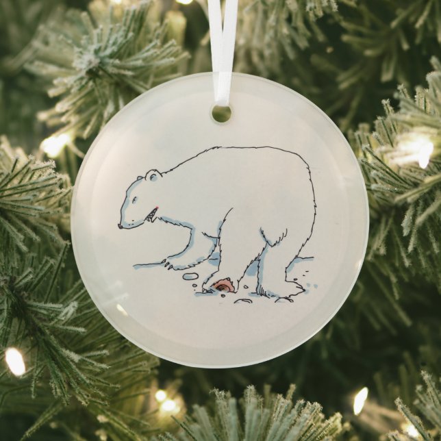 Polar Bear round glass ornament (Insitu)