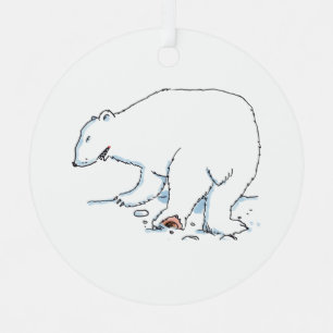 Polar Bear round metal ornament